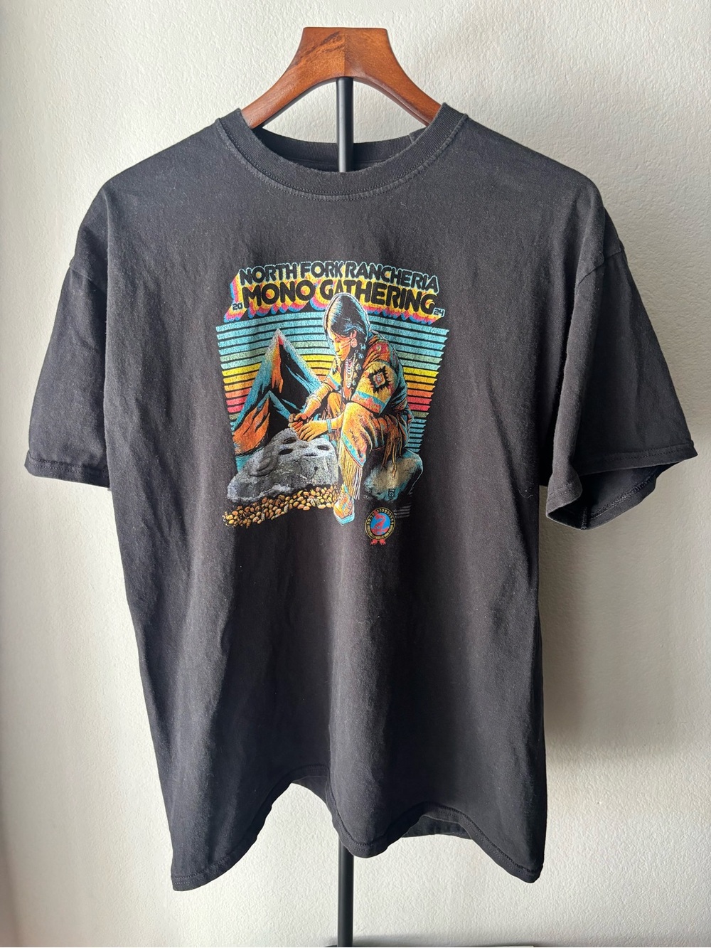Mono Gathering Graphic Tee - Black with Multicolor Print